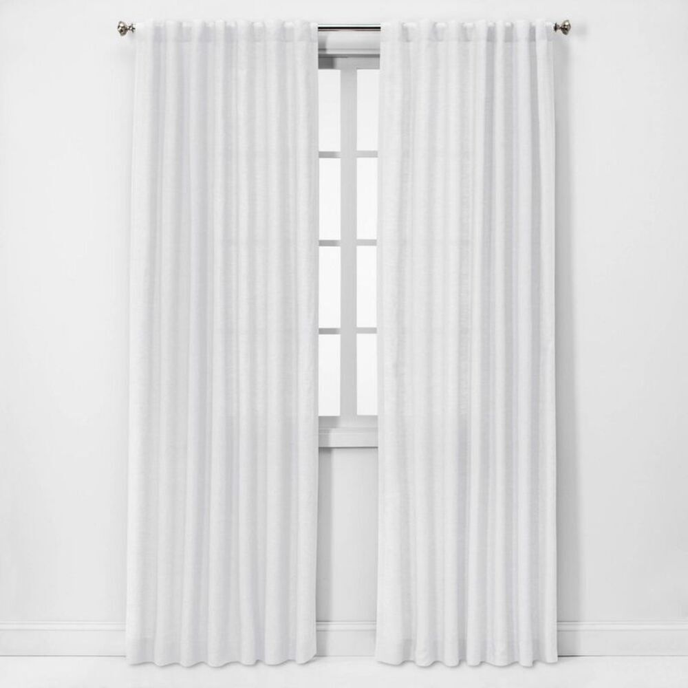 Threshold Light Filtering Linen Window Curtain Panel Modern White 54"x84